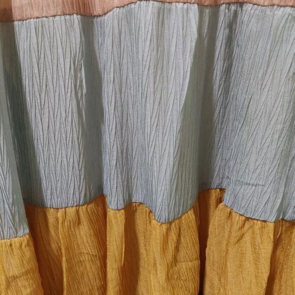 NWT Voy Linen Blend Spaghetti Strap Multi Color Dress W/ Smocked Back~Medium - Picture 4 of 9